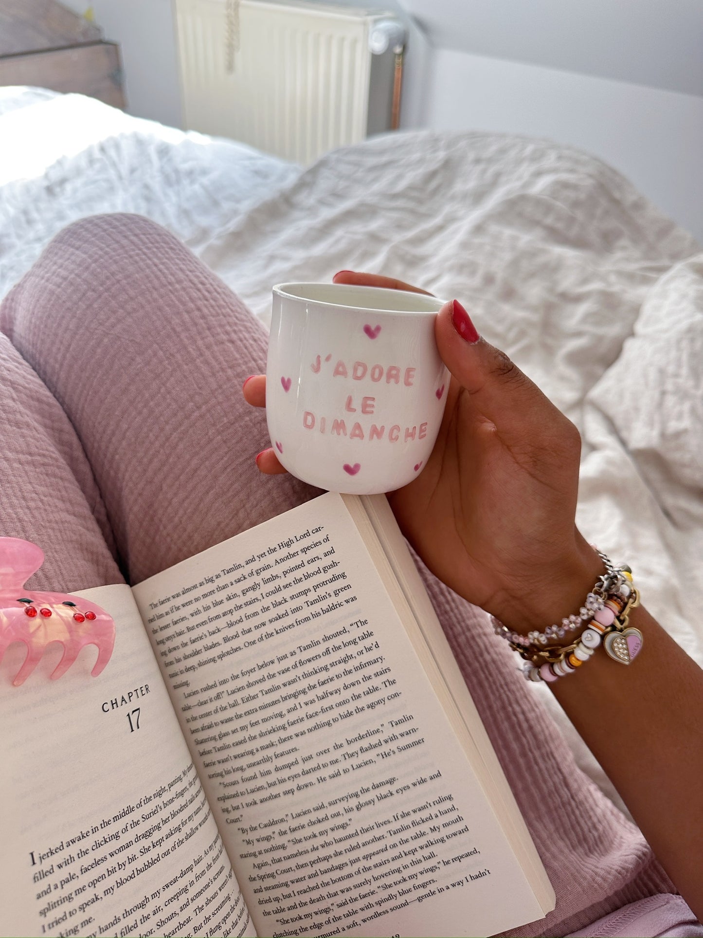 Tasse "J'adore le dimanche" violine