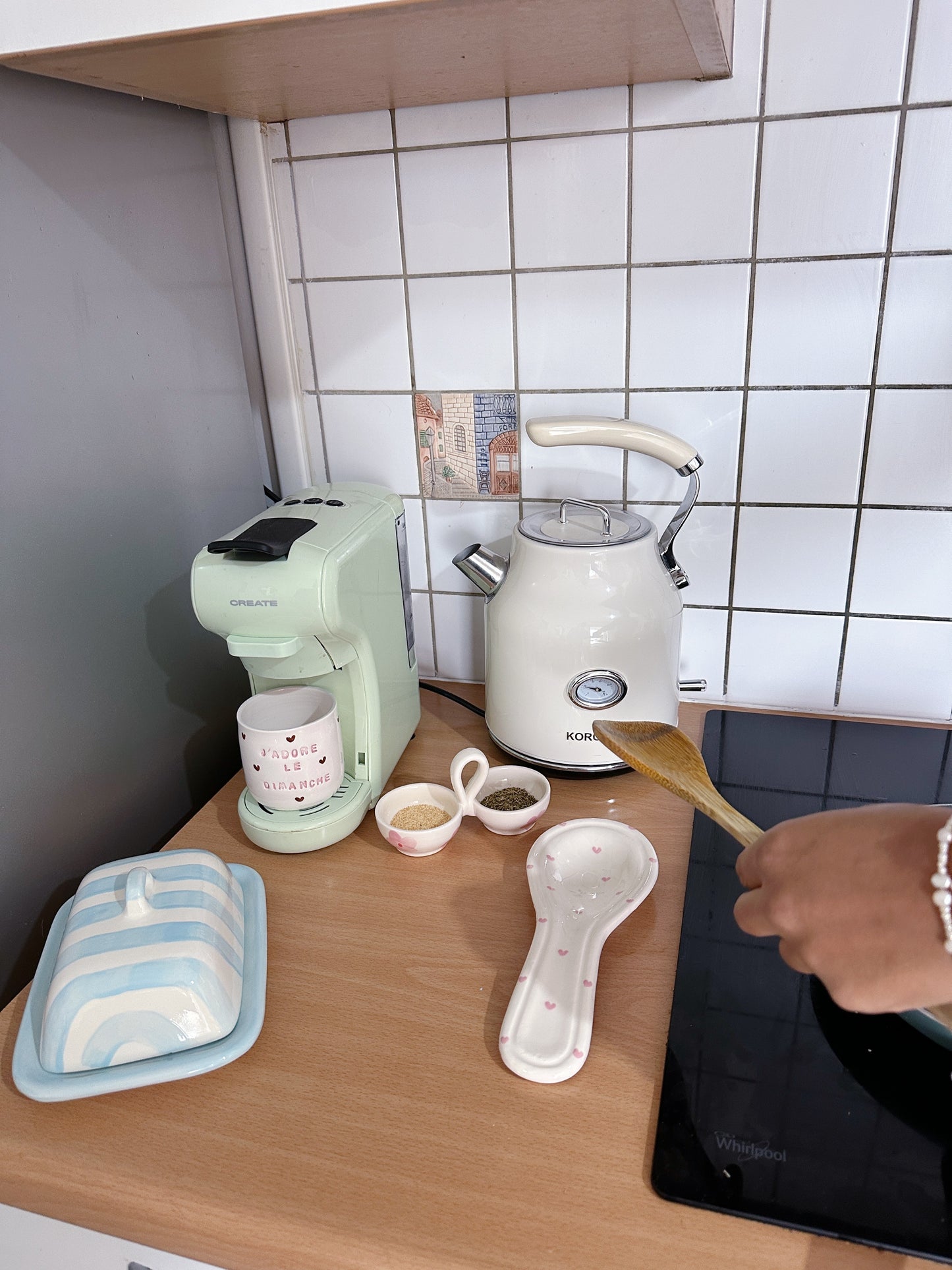 Repose-cuillère pink heart