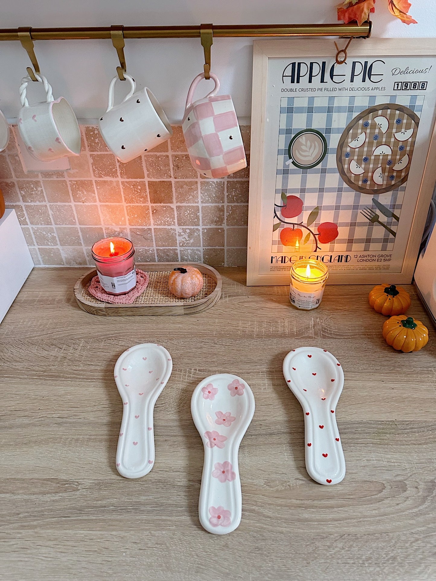 Repose-cuillère pink heart