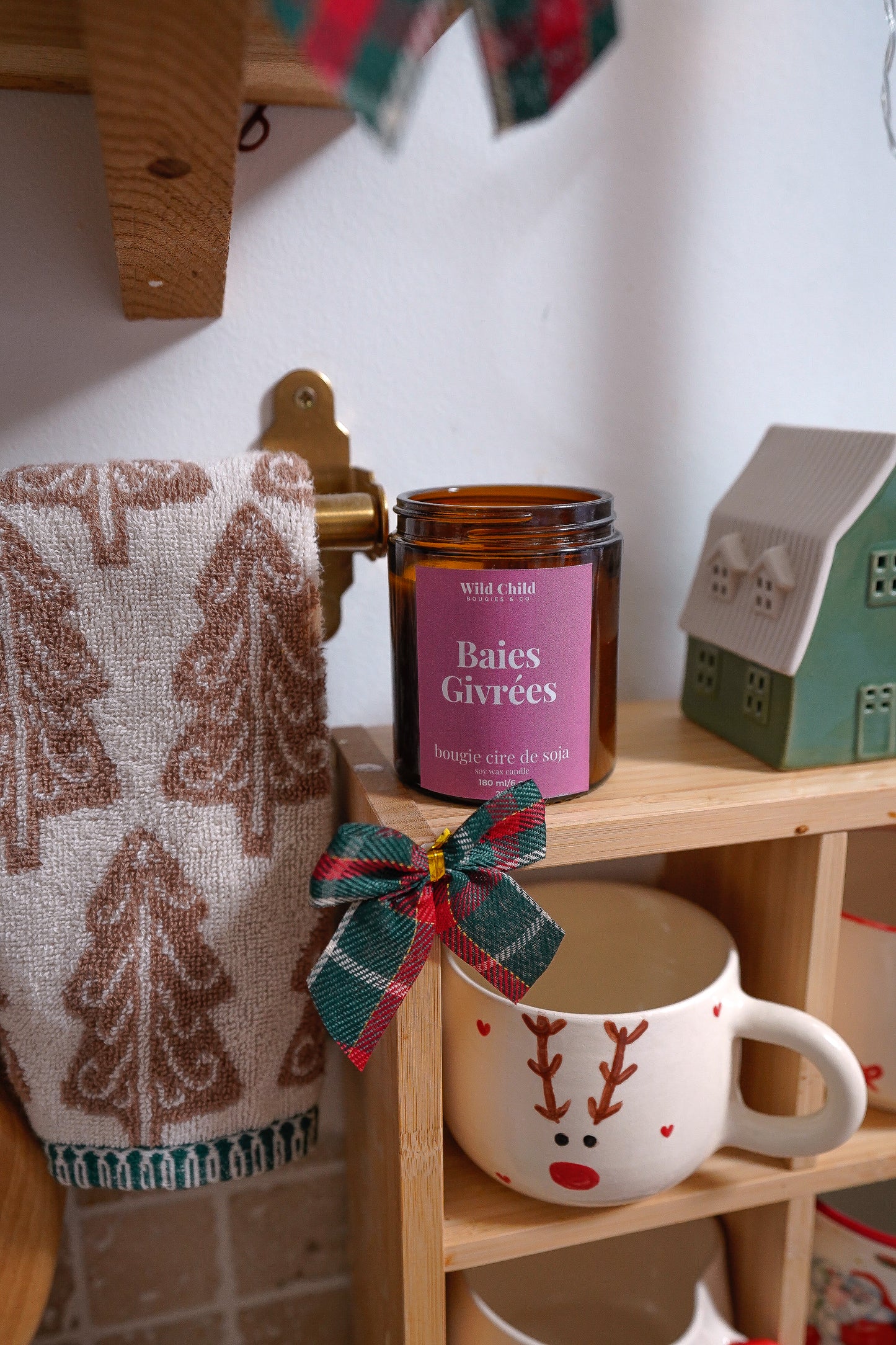 Bougie de Noël Baies Givrés