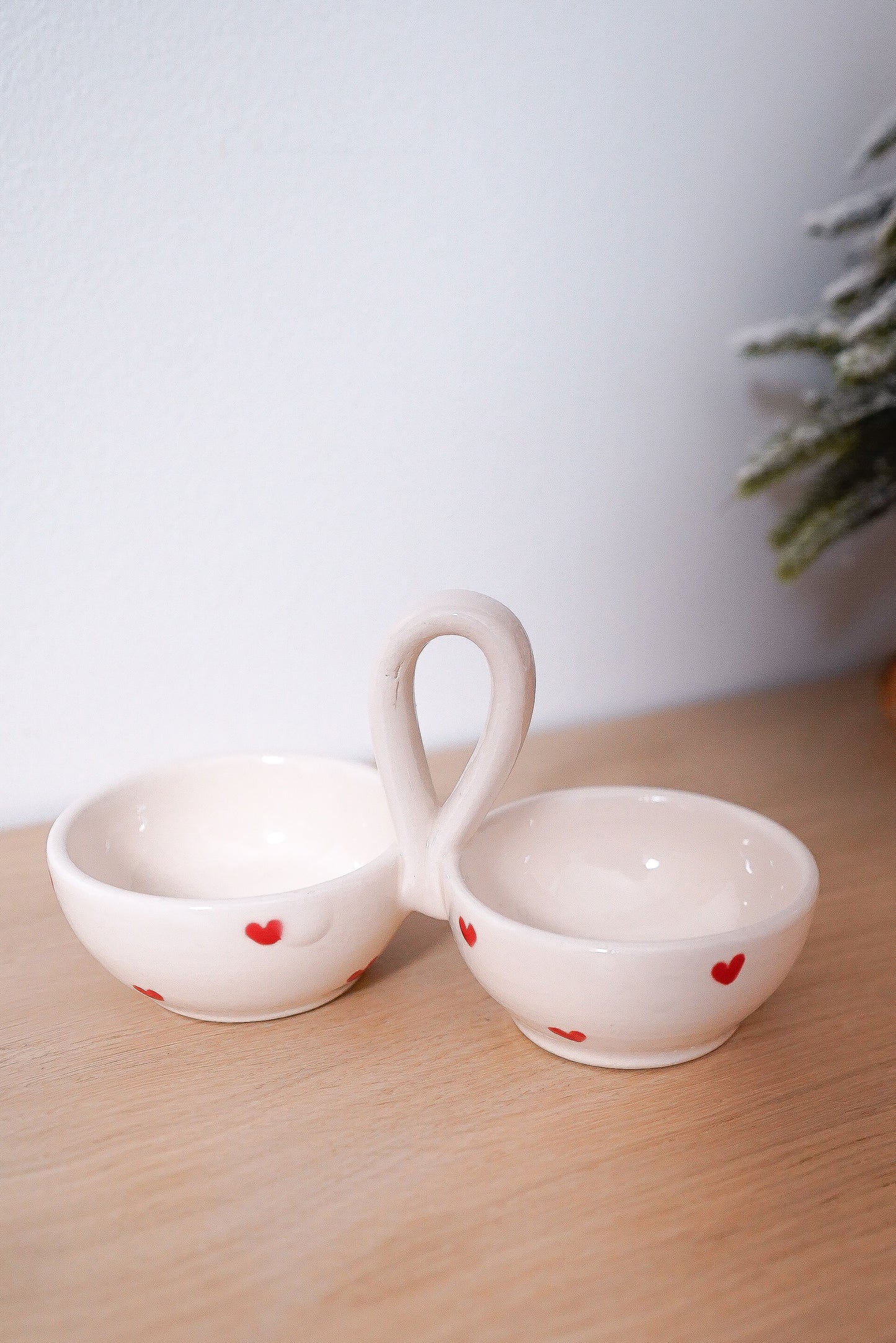 Double pots à épices coeurs rouges Noël