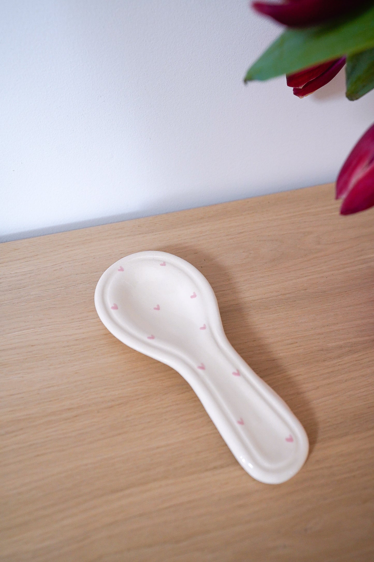 Repose-cuillère pink heart