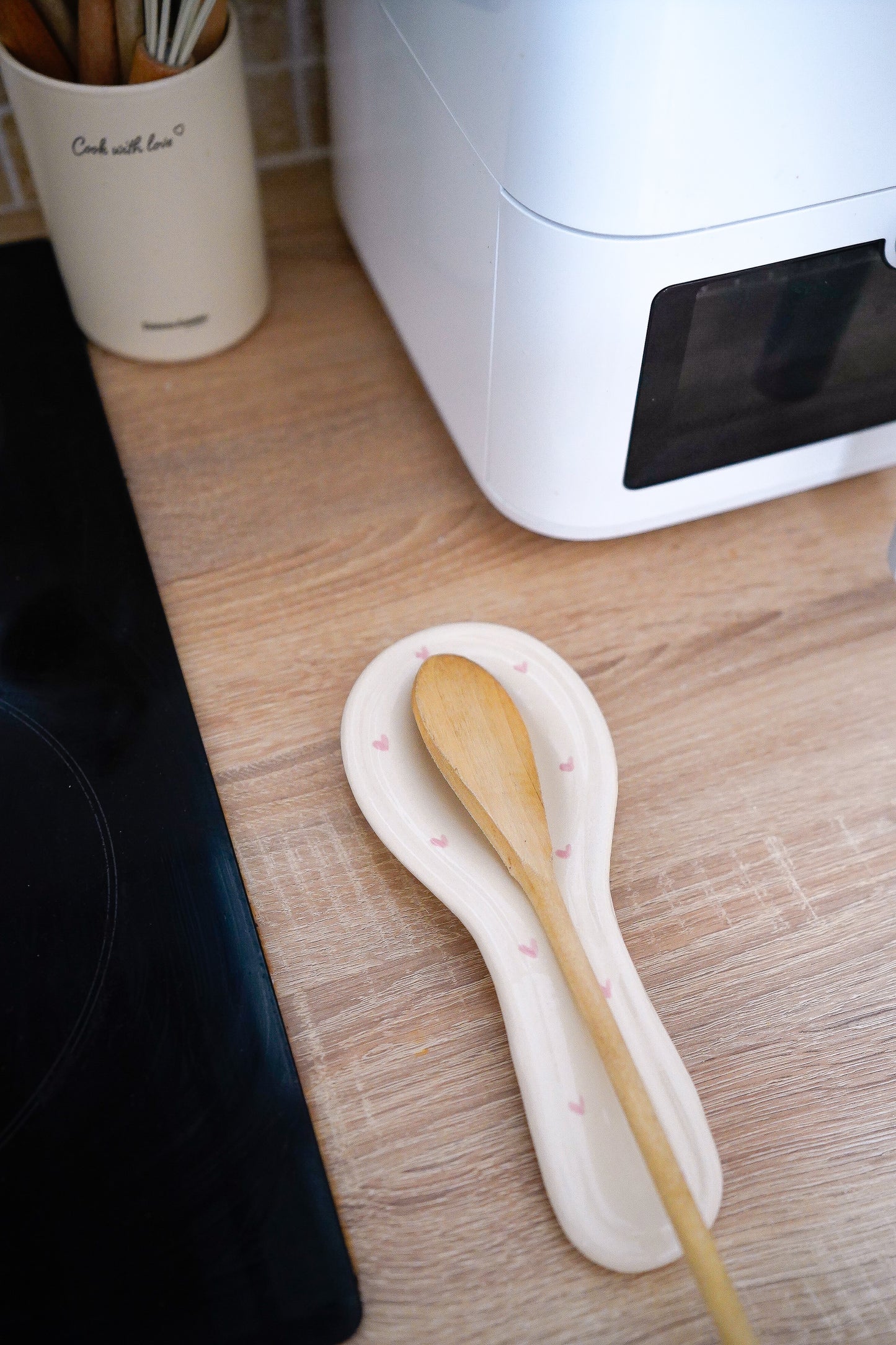 Repose-cuillère pink heart