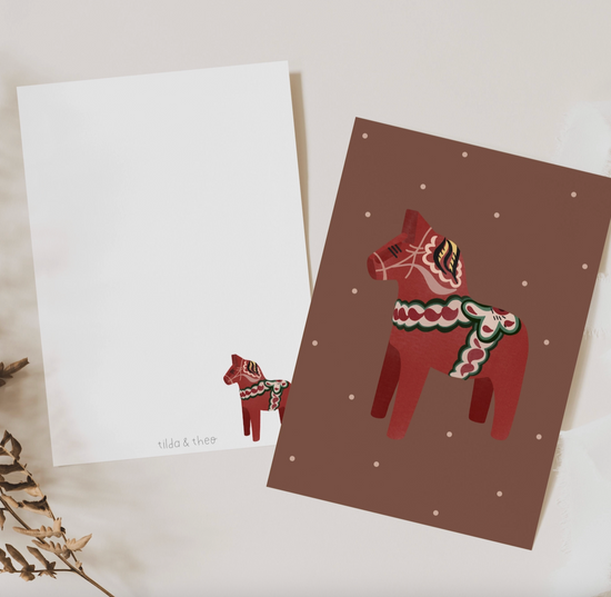 Carte de Noël en Suède - Dalapferd