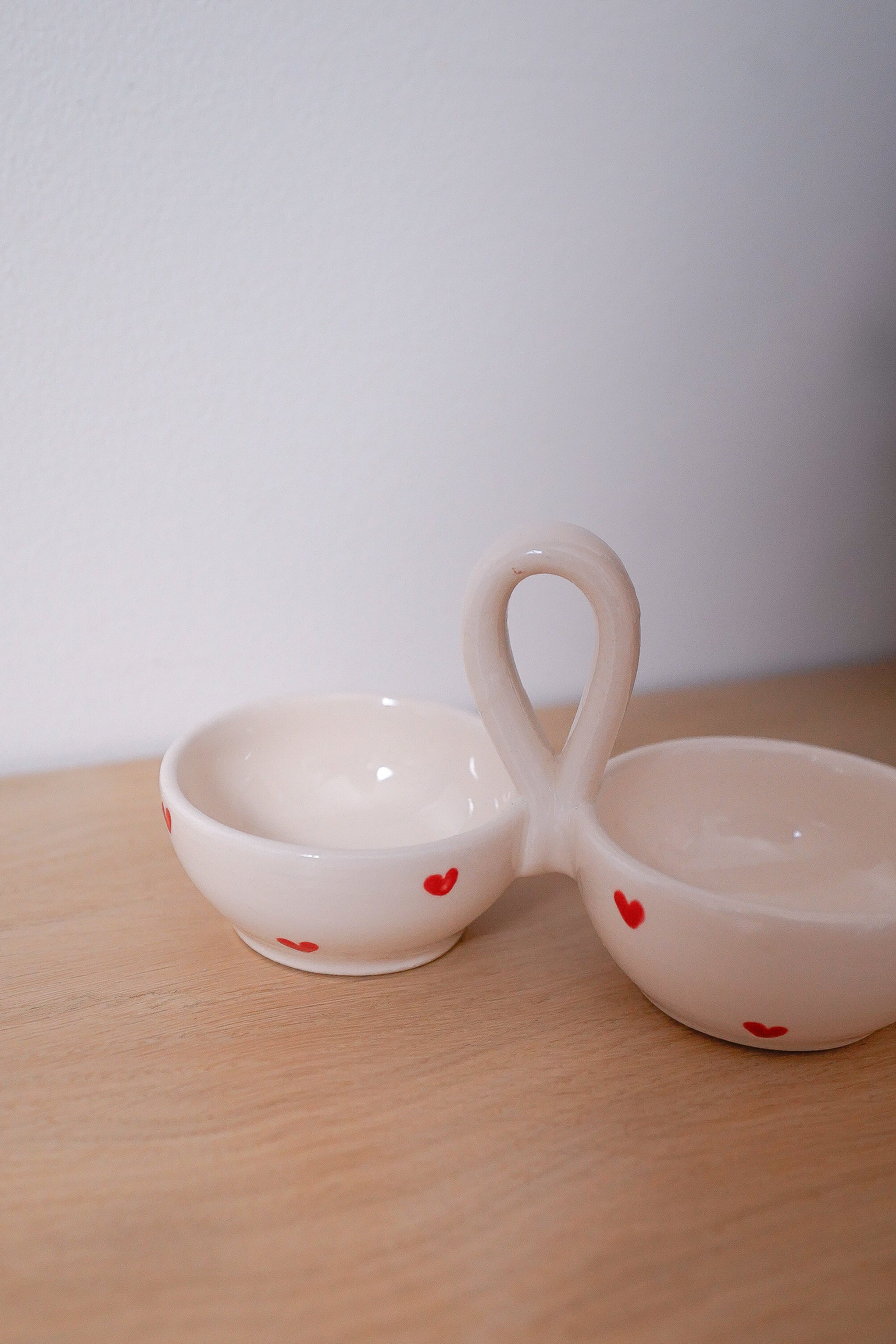 Double pots à épices coeurs rouges Noël