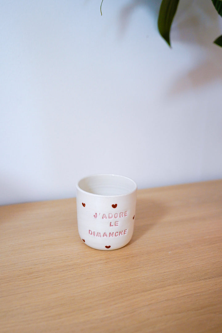 Tasse "J'adore le dimanche" brown