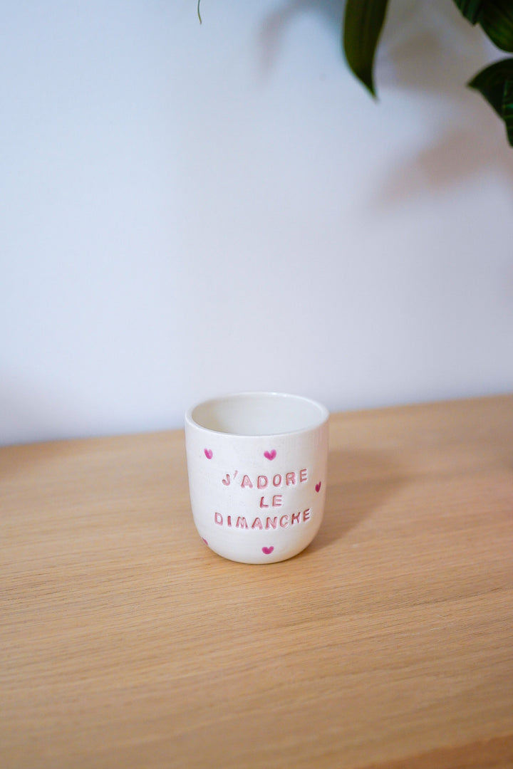Imparfait / Tasse "J'adore le dimanche" violine