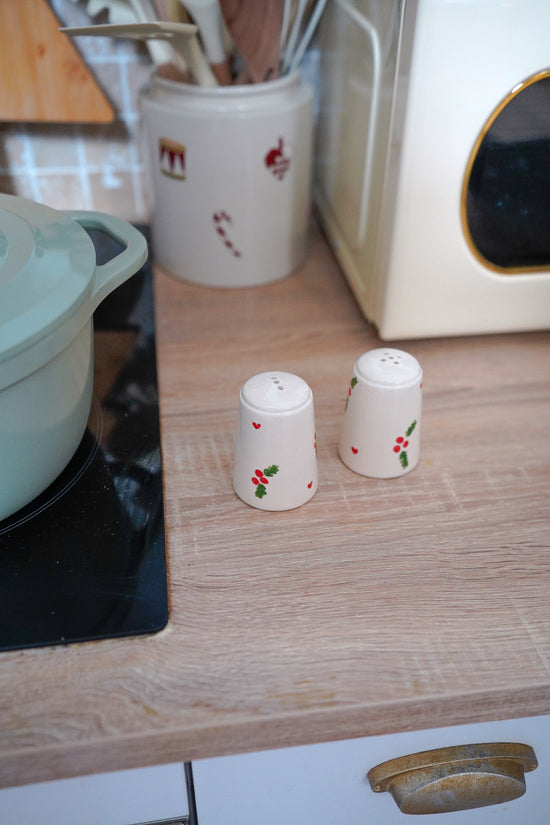 Salière et poivrière de Noël Houx